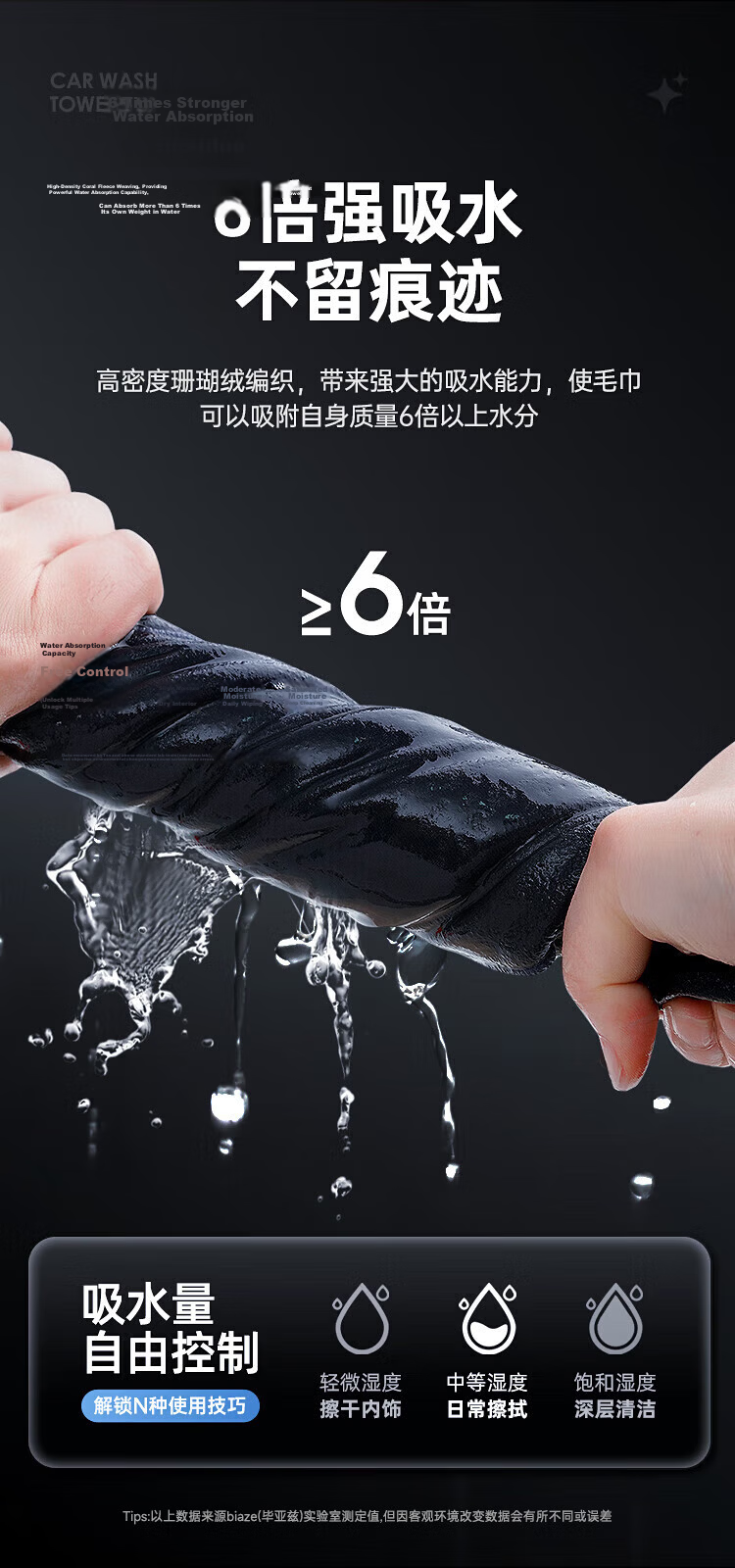 BIAZE Car Wash Towel Suede 30x60cm Thickened Glass Cleaning Interior Wiping Absorbent Cloth 6
