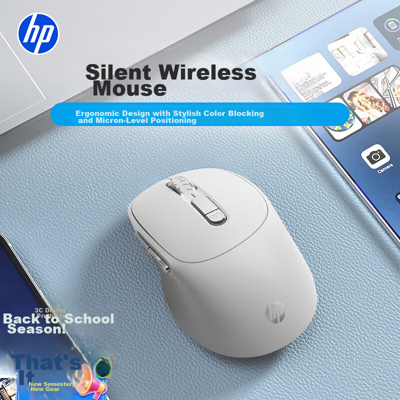 HP S1500 Pro Wireless Mouse Ergonomic Silent Portable Office Gaming for Desktop Laptop Milk Tea Color