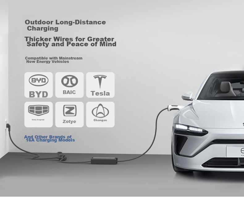 TOWE 16A New Energy Electric Vehicle Charging Extension Cable Socket Power Extension Cord 3-Pin 20m 2.5mm² 3