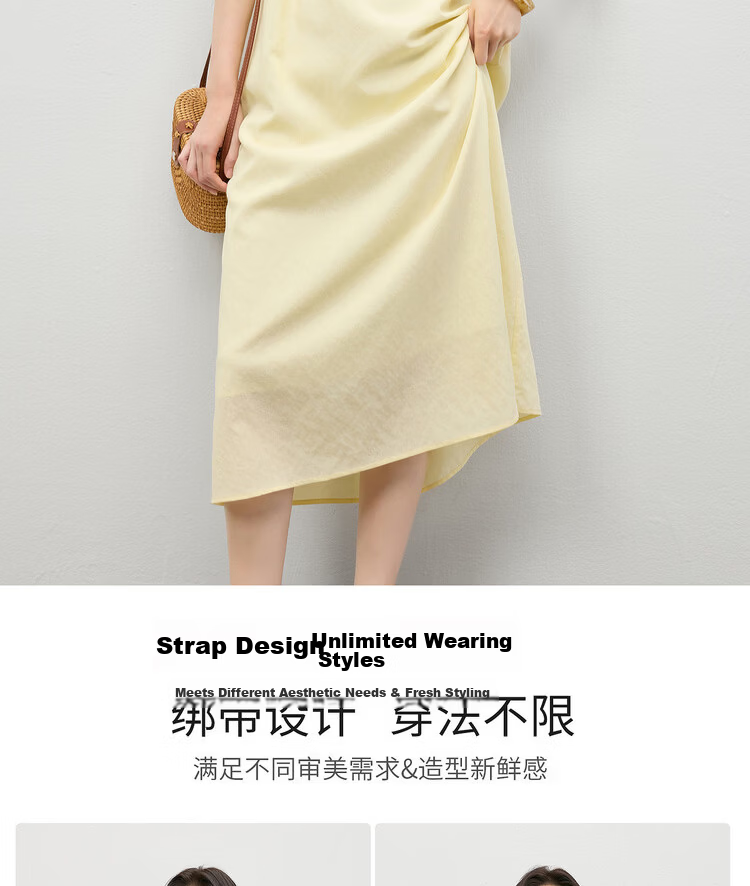 Shangdu Bira Linen Acetate Lyocell Dress Women Spring Summer Elegant Hollow Beaded Round Neck A-line Loose Slim Long Dress 9