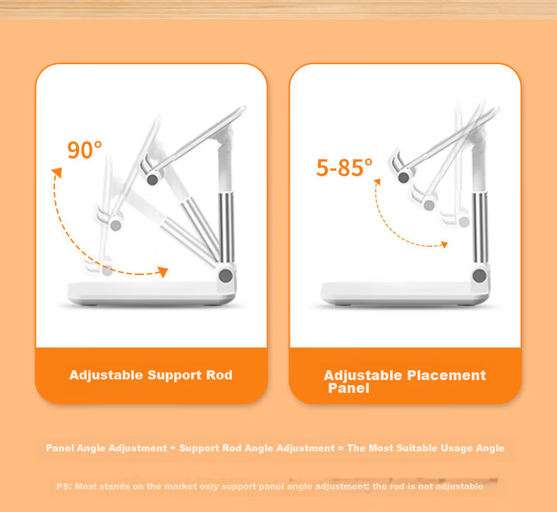 LINGCHEN Phone Stand, Desktop Live Streaming Portable Foldable Adjustable IPad Tablet Lazy Stand, Bedside Internet Celebrity TikTok Binge-Watching Video Online Class Stand, White 9
