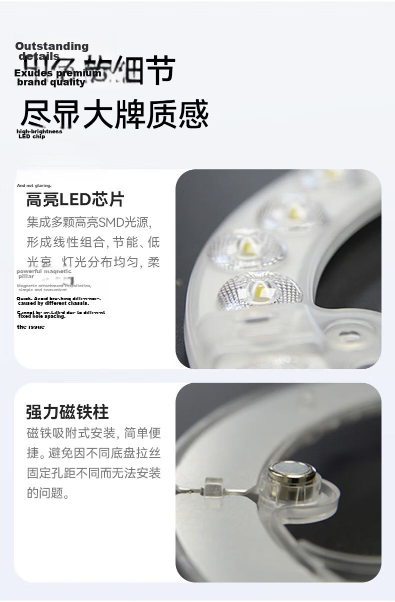 TCL Lighting Ceiling Lamp LED Light Core Magnetic Retrofit Round Light Source Module 24W Cool White 7