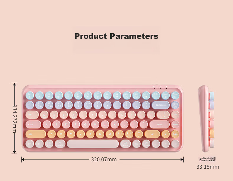 B.O.W Hangshi K509DL Wireless Bluetooth Tri-Mode Keyboard for Huawei Xiaomi Apple Laptop Desktop Rechargeable Portable Soft Orange Cat Girl Office Gaming Universal 9