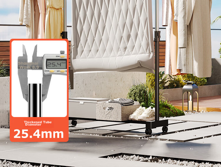 Yicainianhua Clothes Drying Rack, Floor-Standing Clothes Hanger, Storage Shelf, Indoor Clothes Hanger, Balcony Drying Rod, Extendable Quilt And Clothes Drying Rack, 2022 Model 16
