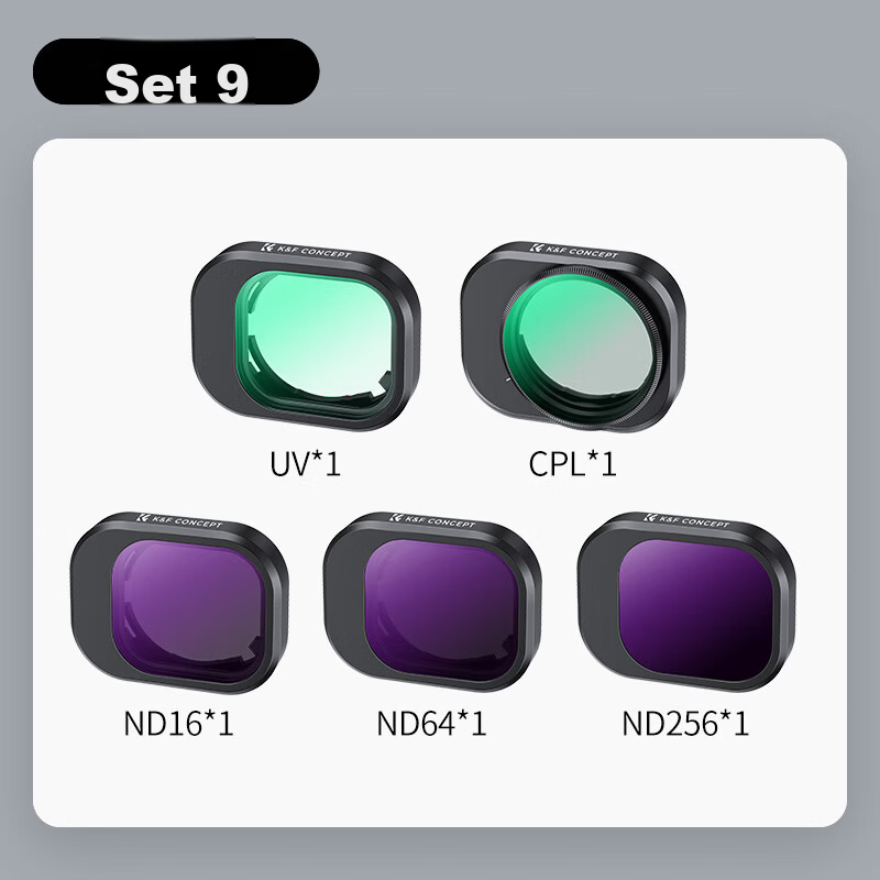 K&F CONCEPT DJI Mini 4 Pro Filter Set ND3 Pack ND16+ND64+ND256 CPL UV Lens Filters