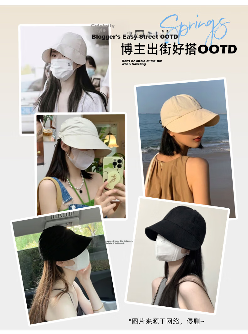CACUSS Women's Sun Hat, Breathable Wide Brim Ice Silk UV Protection Outdoor Cycling Visor Cap 26