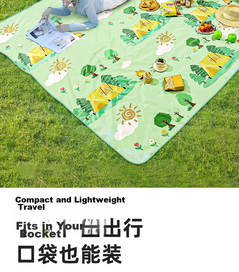 Etravel Picnic Mat, Ultrasonic Outdoor Thickened Moisture-Proof Mat, Portable Beach Tent Ground Mat, Chunri 2*2 Meters 5
