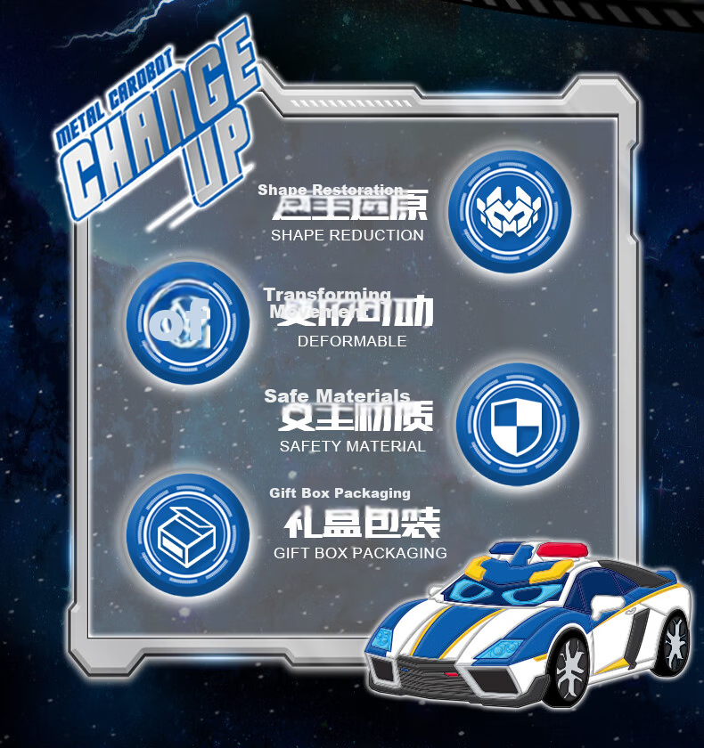 Zhankao Xuan Card Fighter Toy Boys King Kong Transforming Mecha Car Blue Lightning Children's Gift 3