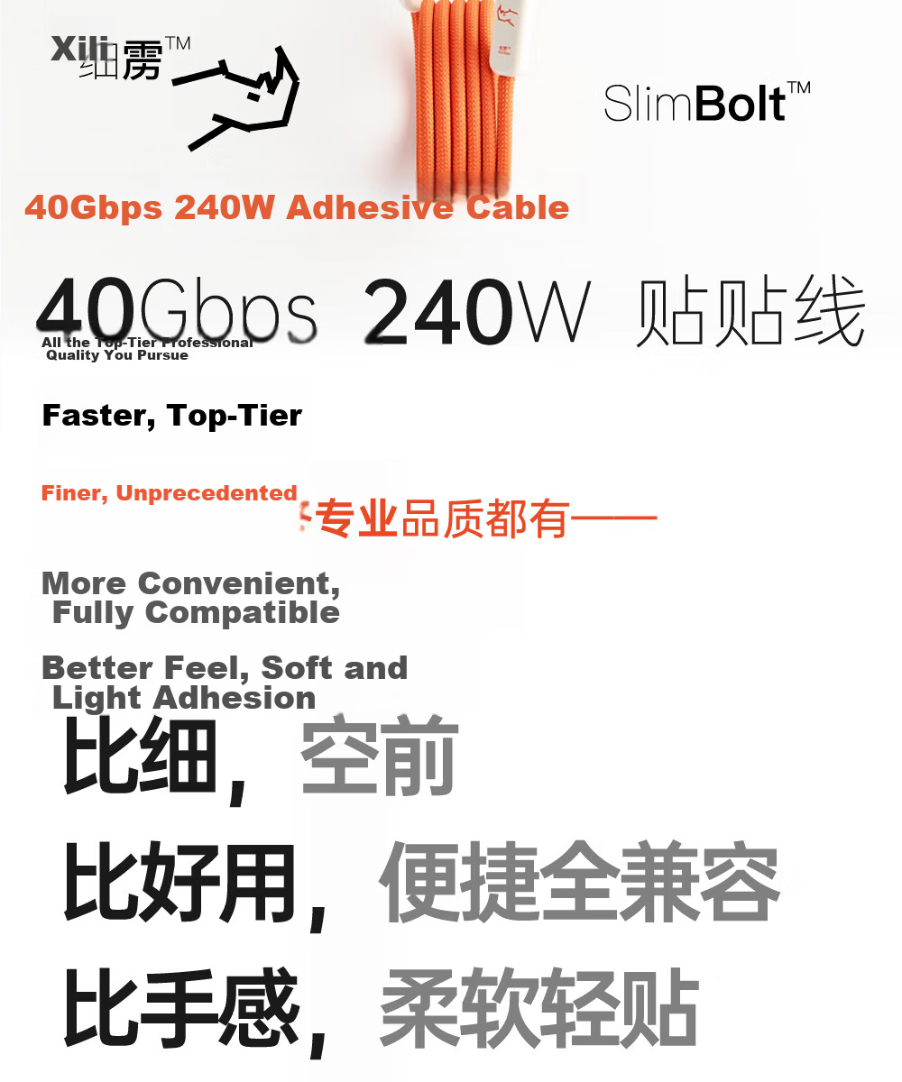 CANDYSIGN Sugar Factory Thunderbolt 4 USB4 Full-Function 240W Fast Charging Type-C Cable for Apple iPhone 17/16 Slim 8K Video Casting Fast Charging Thunderbolt Cable 3