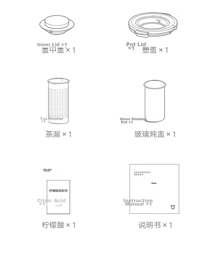 Mijia Xiaomi Health Kettle S2 Electric Water Boiler Temperature Control Kettle Tea Maker Milk Warmer with Stewing Pot + 316L Filter 1.5L Health Kettle for Home and Office 24