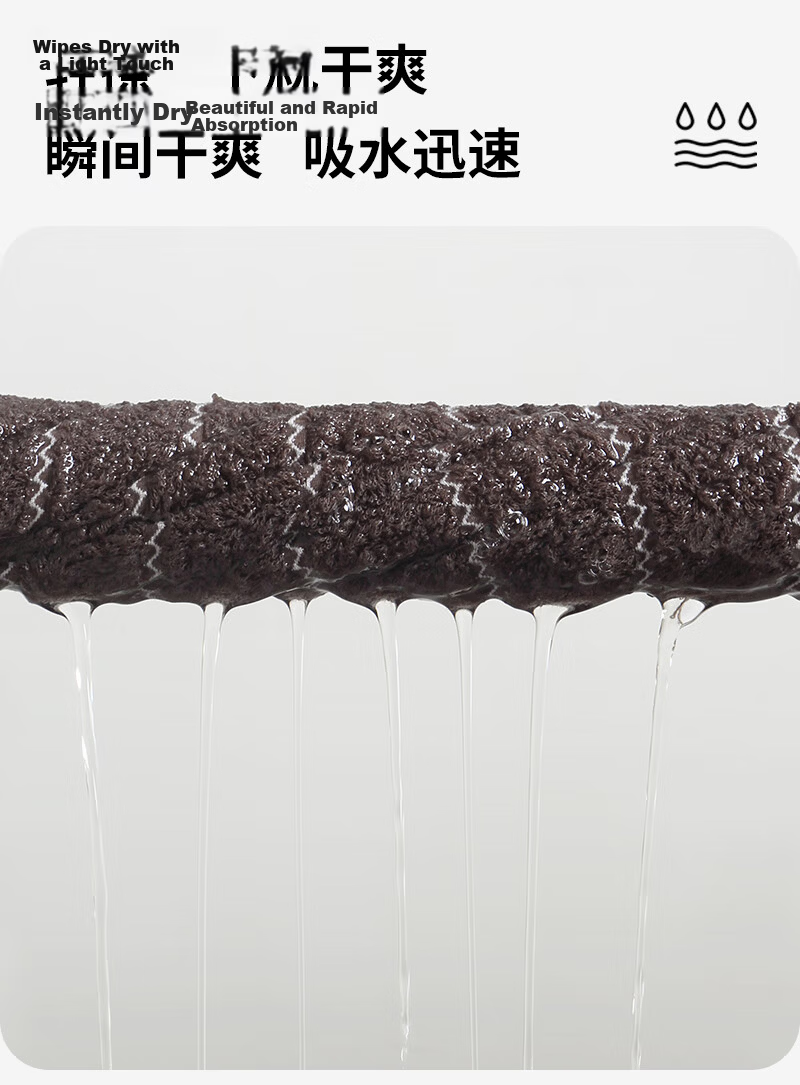 Bamboo Fiber Towel Set of 3, Thick Absorbent Bath and Face Towels for Adults, Non-shedding, Quick-drying Hand Towels 34*72cm 6
