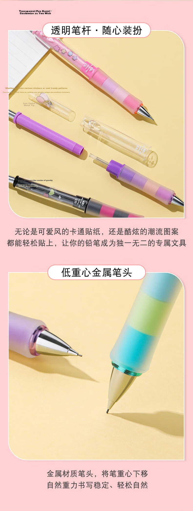 PILOT Grip Series Quick Sketching Mechanical Pencil for First Grade Elementary School Exams, Children's Beginner Stationery with Eraser Tip HDGAC-80R3 0.3 Pink 9