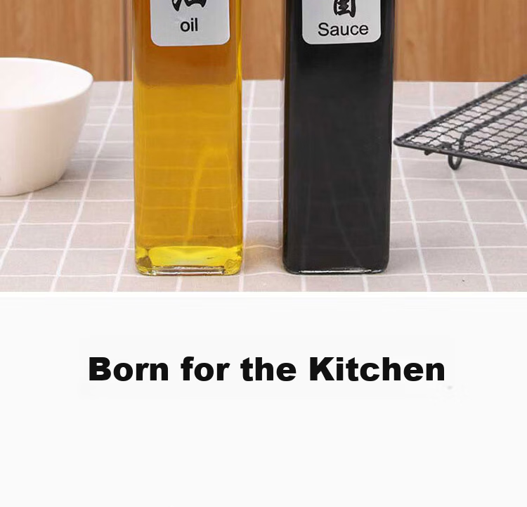 Baijie Glass Oil Bottle Set 500ml*2 Dustproof Leakproof Kitchen Condiment Soy Sauce Oil Dispenser Bottles 2