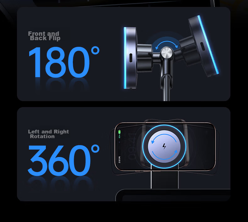 UGREEN Car Wireless Charger, Magnetic Car Phone Holder for Dashboard And Center Console, Navigation Mount Compatible with Apple And Huawei Phones 10