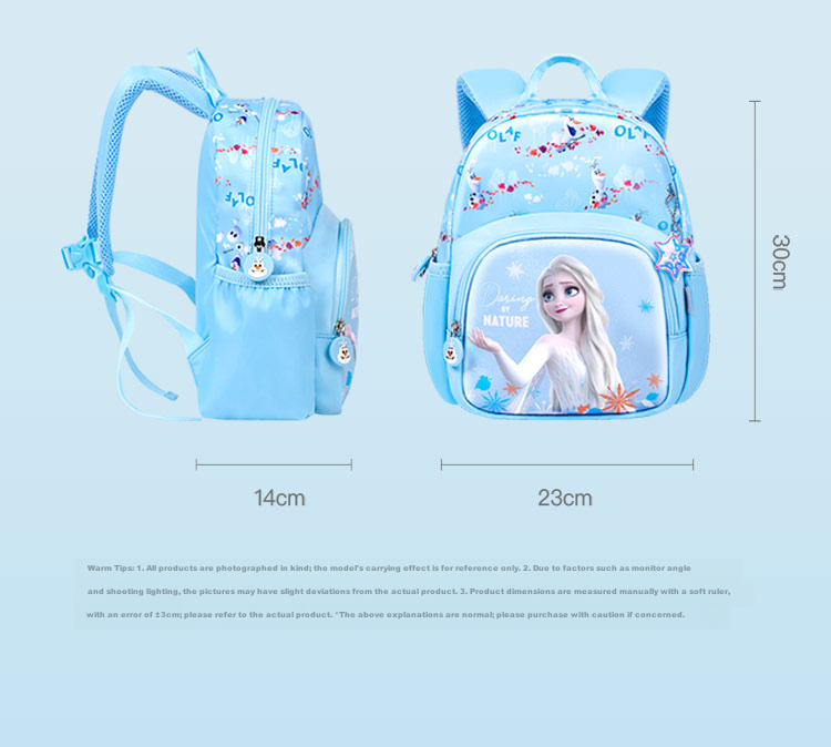 Disney Children's Backpack for Kindergarten Ages 3-6, Junior And Senior Classes, Ultra-Light Cute Girl's Small Backpack, Elsa Princess Blue 13