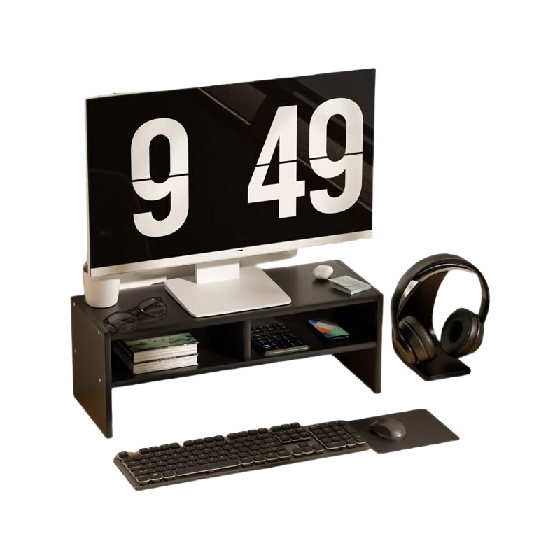 HMJIA Monitor Riser Stand, Computer Desk Organizer, File And Keyboard Storage Rack, Black