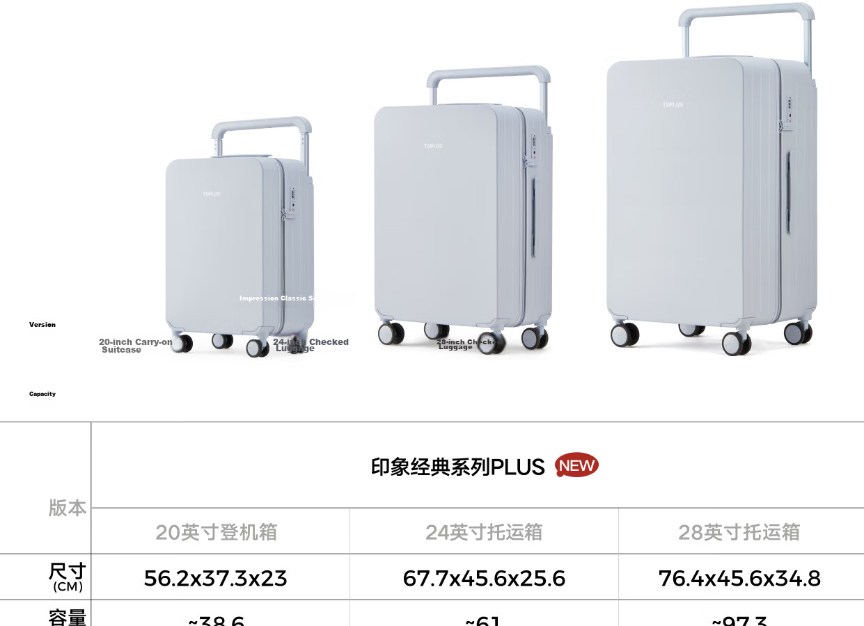 Tujia TUPLUS Impression PLUS Luggage, Rear Wide Handle Suitcase, Large Capacity Travel Case, Lime Green, 20 Inches 33