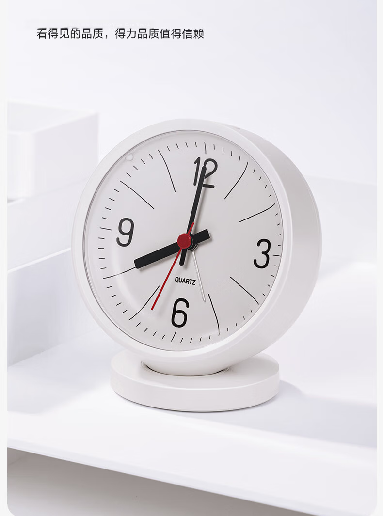 Deli Newsea Minimalist Pointer Alarm Clock One-Touch Snooze Soft Night Light Bedroom Bedside Round Desktop Fashion Clock Green NS886 Back-to-School Essential Gift 5