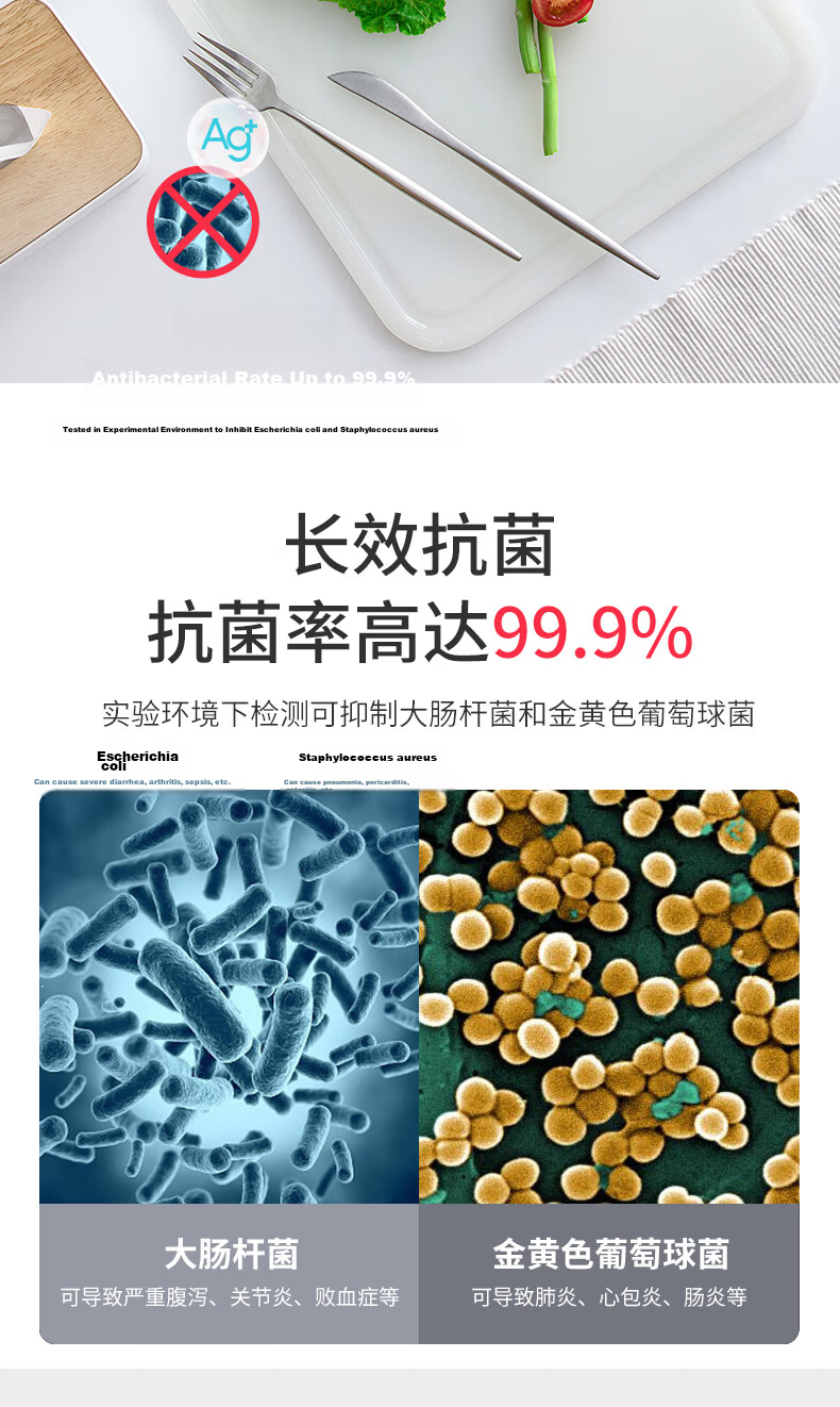 CHAHUA Double-Sided Ag+ Silver Ion Antibacterial Cutting Board, Chopping Board for Meat and Fruits 4