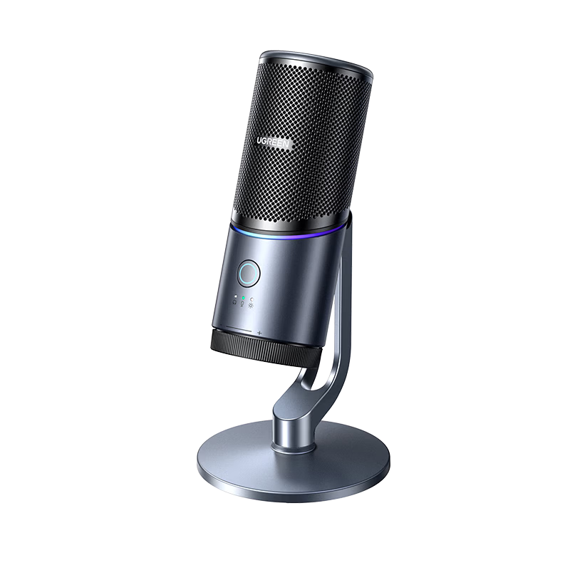 Ugreen USB Suspension Arm Computer Microphone Live Streaming Mic ANS Noise Reduction Desktop Laptop Condenser Mic RGB Lighting KTV Home Video Conference Gaming Built-in Sound Card