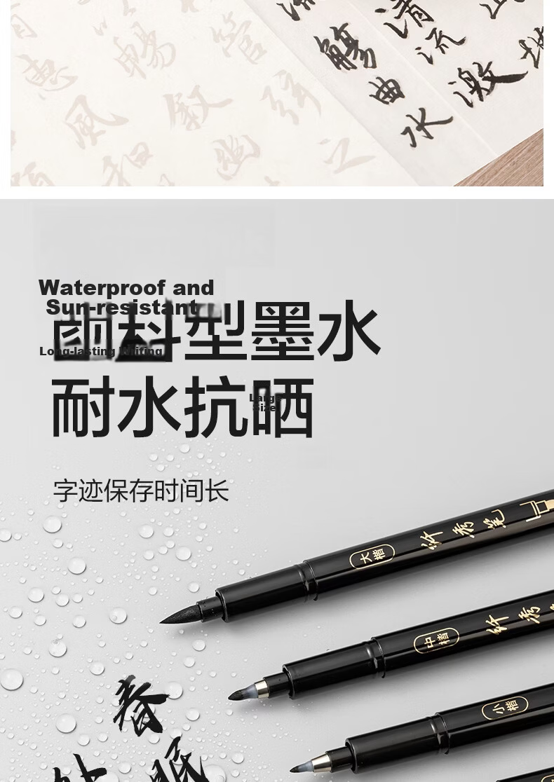 Deli Black Large Regular Script Elegant Soft Brush Pen for Students And Adults, Calligraphy Practice Pen, Art Signature Pen, Outlining Pen, Marker Pen, Black Marker Pen, Hand Card, 12 Pieces, Back-To Stationery 7