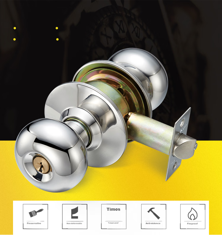 Fly.Globe Spherical Lock for Bedroom Door, 304 Stainless Steel Ball Lock FQ-5791CP(60) 9