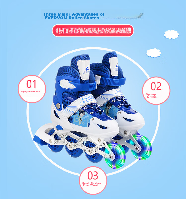 EVERVON Roller Skates for Children, Inline Skates for Boys And Girls, Roller Skates with Protective Gear And Helmet, Size S Fits 31-34 Cm 2