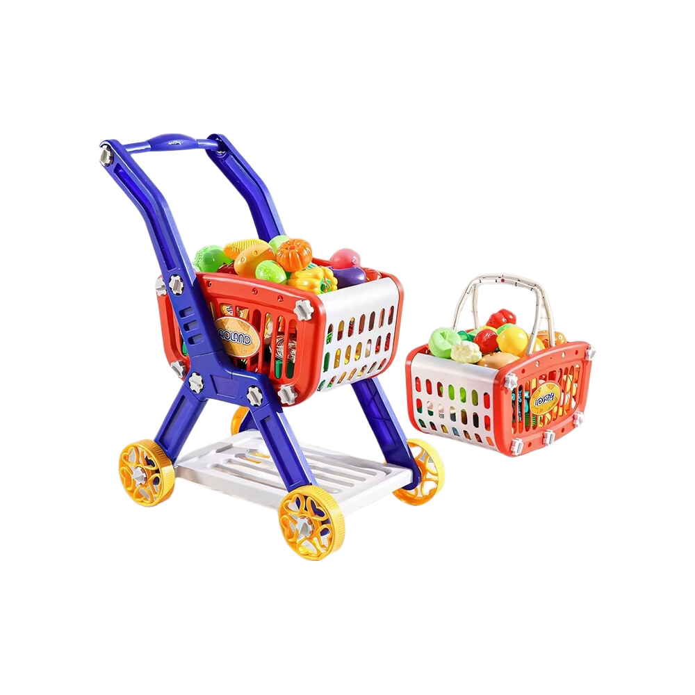 Mommy and Baby Twin Children's Day Birthday Supermarket Shopping Cart Toy Baby Fruit Push Cart Girl Pretend Play