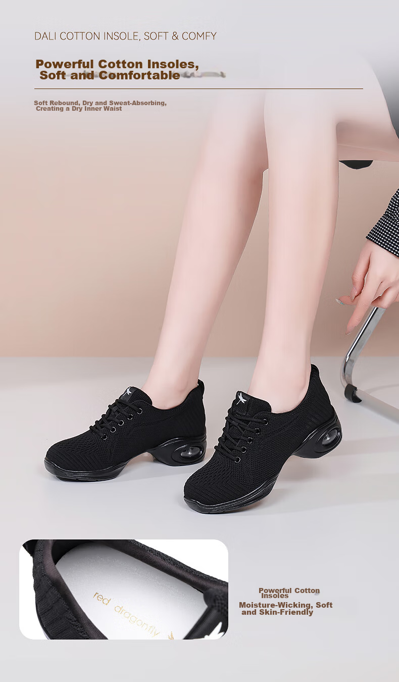 Red Dragonfly Women's Dance Shoes Mesh Ballroom Dance Shoes Jazz Modern Social Dance Shoes WXB150101 Black Size 35 4