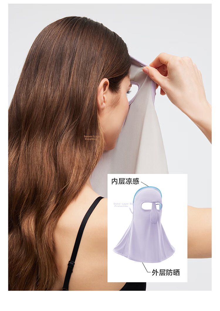 OhSunny Sunscreen Face Mask Outdoor UV Protection Neck Cover Ice Silk Breathable Sunshade Face Bikini Light Floral Purple 2