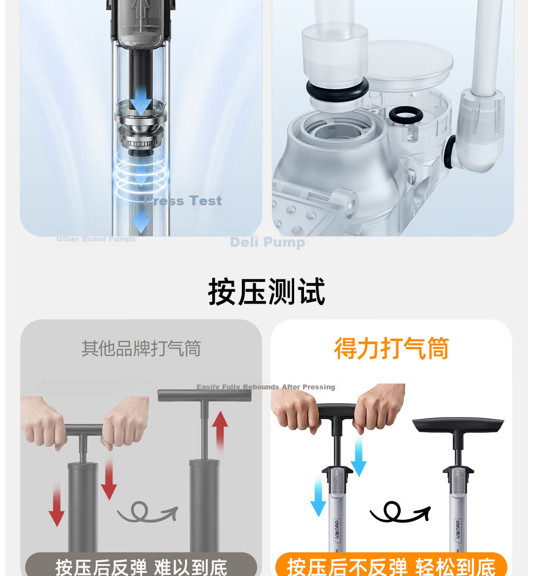 Deli High-Pressure Bicycle Pump for Mountain Bikes, Electric Bikes, Motorcycles, Sports Balls, and Swimming Rings 8