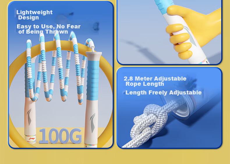 Li-Ning Jump Rope for Children's Sand-Specific Use, Kindergarten And Elementary School First-Grade Beginners' Exam Speed Competition, Suitable for Ages 3-5 3