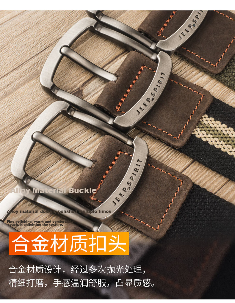 JEEP SPIRIT Men's Canvas Belt Durable Fashion Waistband Korean Style 3