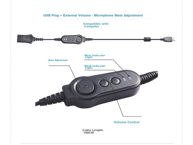 HION FOR600 Headset Single Ear Call Center Headphones/Phone Headset/Customer Service/Call Center Telemarketing Headset - Single Plug + Volume Control + Mute (B6.1) 18