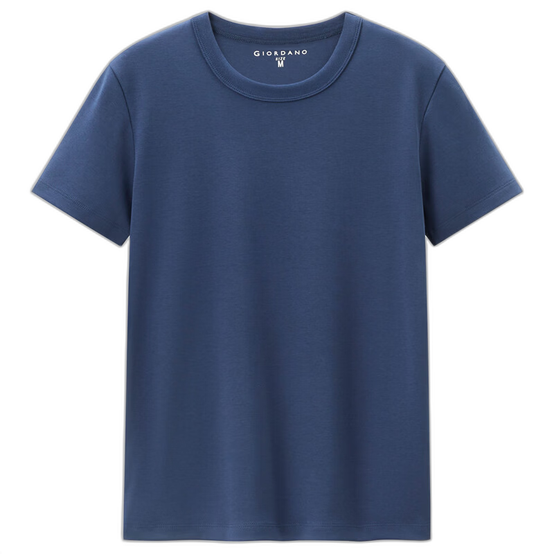 Giordano Women's Short-Sleeve T-Shirt, Pure Cotton Double-Sided Fabric, Skin-Friendly Breathable Solid Color Basic Round Neck Top 13323201