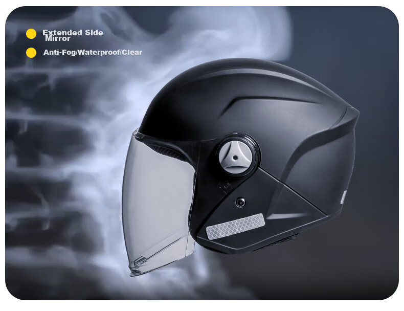 Phoenix New National Standard Electric Vehicle Helmet Dual Lens 3/4 Half Helmet Matte Black Unisex Four Seasons Electric Scooter Helmet Winter Warm Riding Safety Cap 5