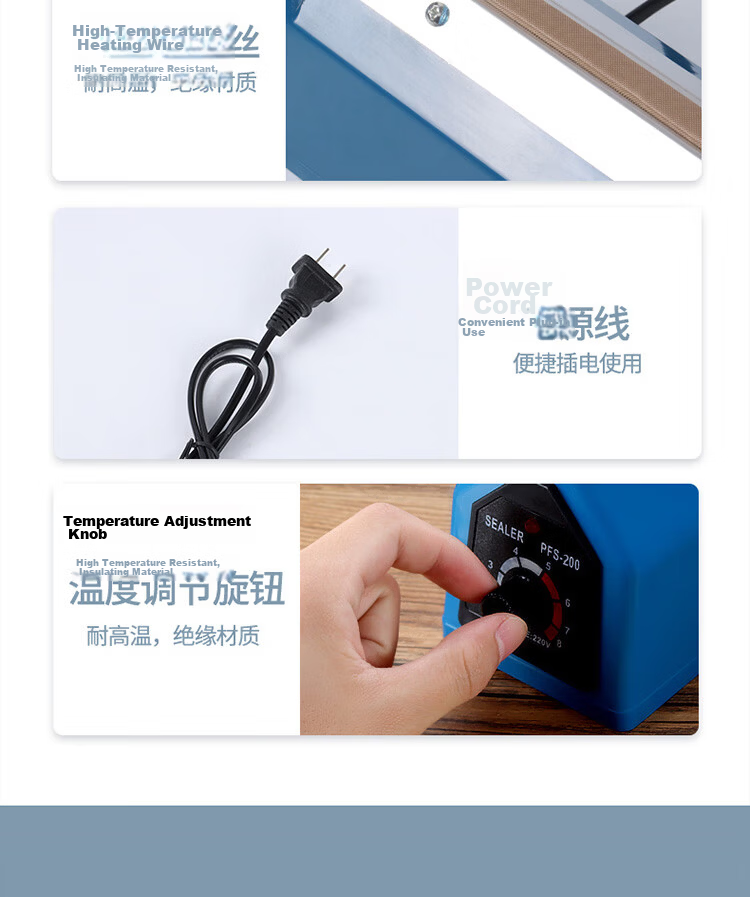 BJ Hand-Pressed Sealing Machine, Household Plastic Sealing Machine, Food Packaging Machine, Tea Bag Heat Sealing Machine, Commercial Precision Iron Sealing Machine, 30cm 14