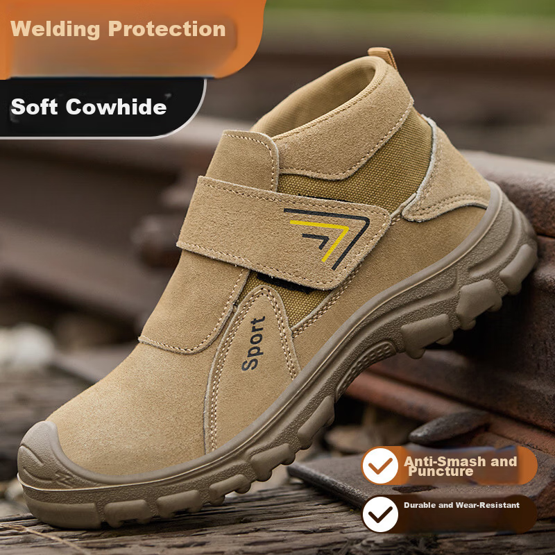FUCHENG Men's Safety Work Shoes Steel Toe Anti-Smash Anti-Puncture Wear-Resistant Slip-Resistant Welding High-Temperature Resistant Breathable 6119 Size 45