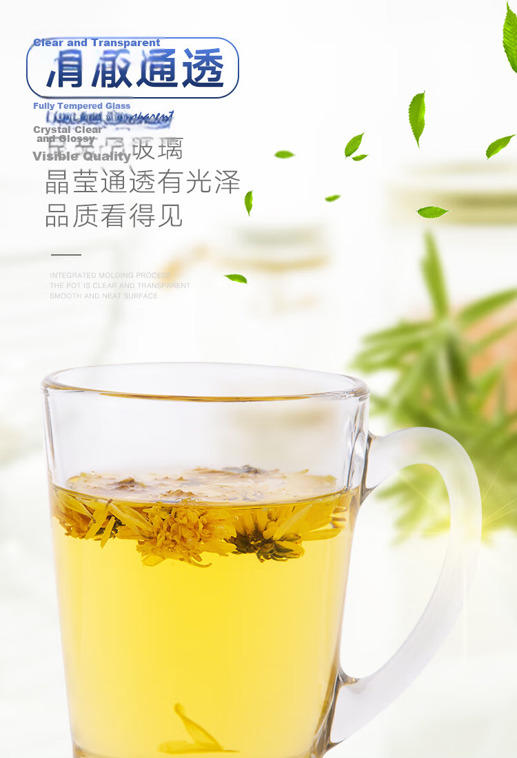 Luminarc Glass Cups with Handles, Tempered Glass Tea Mugs, Stylish Large Capacity Striped Coffee Cups, 500ml*2 5