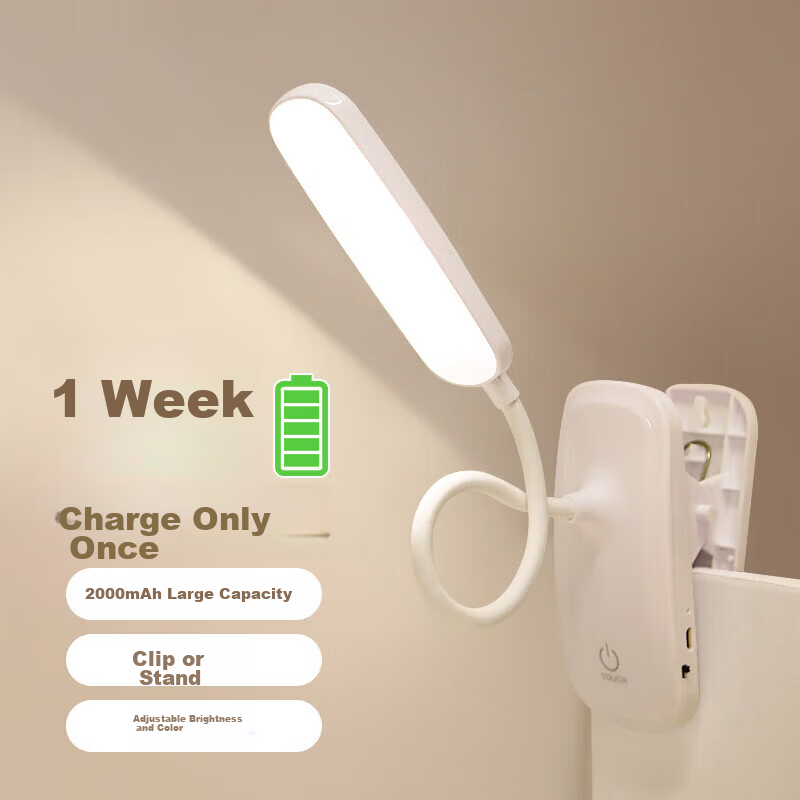 Heartfelt Clip-on Charging Desk Lamp Eye Protection Reading Bedside Lamp for Students Dormitory Study Bedroom Small Table Lamp