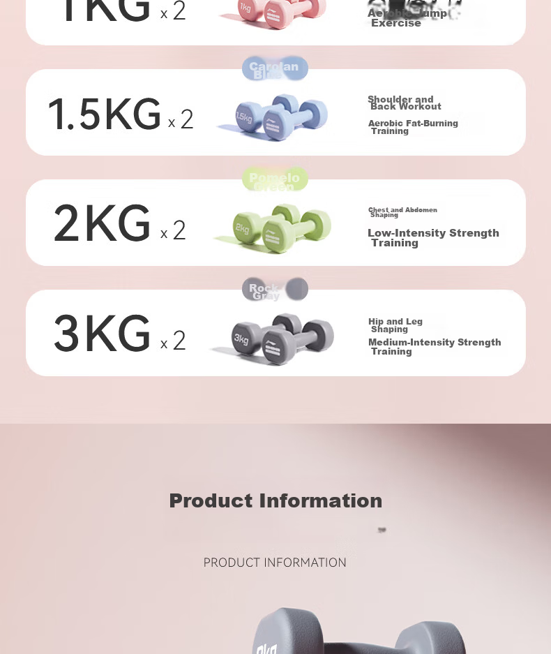 Li-Ning Color-Coated Dumbbells for Men And Women, Home Fitness Small Dumbbells, Ladies' Arm Shaping And Strength Training, 1.5kg*2 13