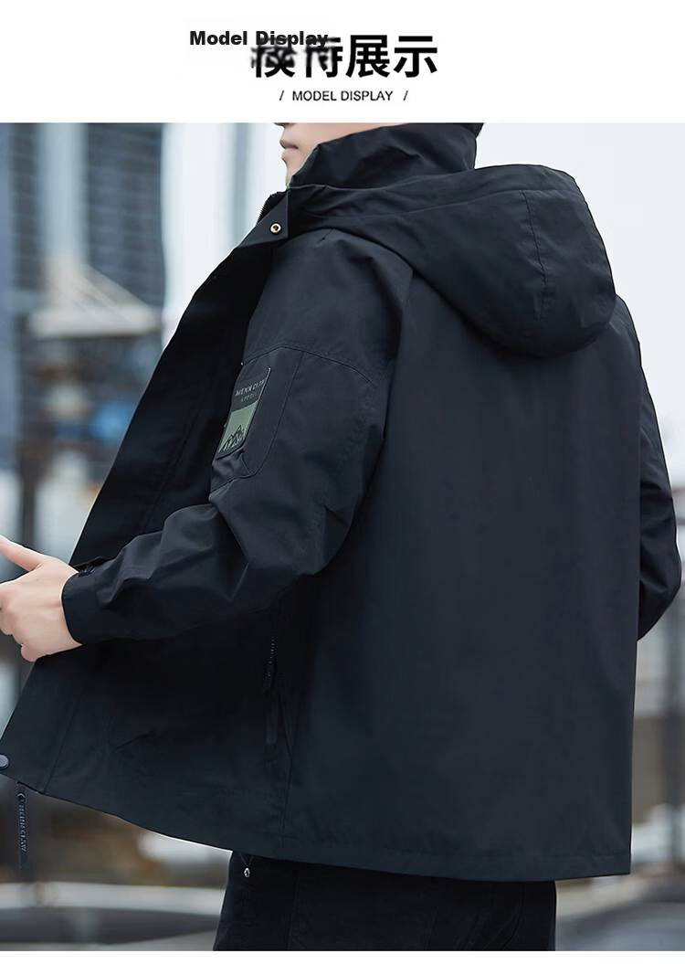 TUCANO Men's Outdoor Mountaineering Windproof Waterproof Casual Jacket Fashion Hooded Coat Black 3XL 12