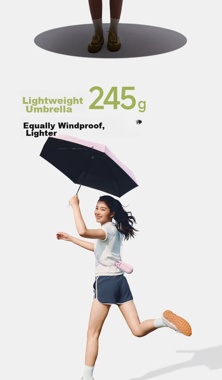 Beneunder UV Protection Sun Umbrella, Foldable Black Gel Capsule Umbrella for Rain And Shine, BM525 Almond Color 12