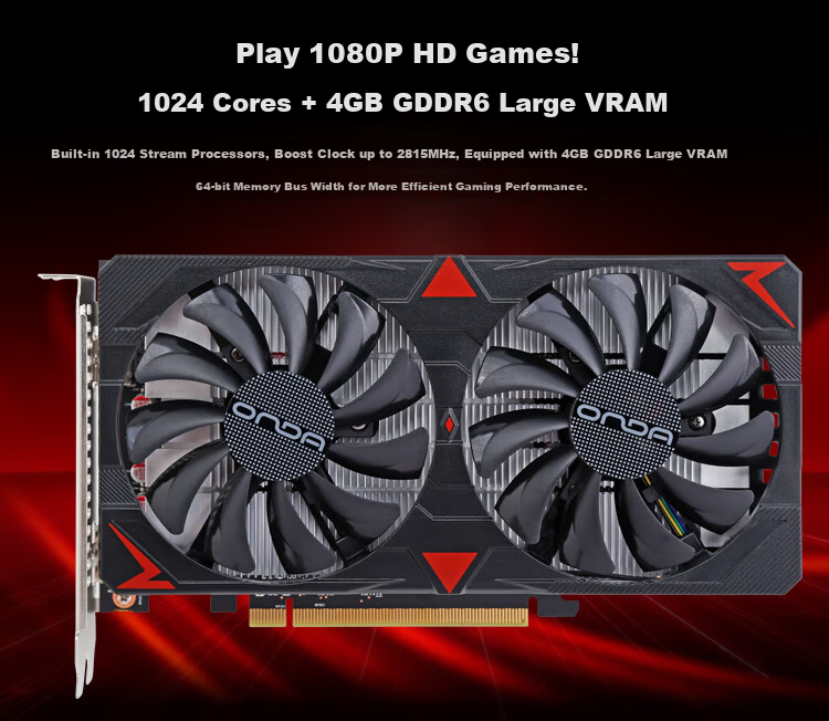 ONDA RX6500XT Shield 4GD6 4GB GDDR6 Gaming Graphics Card 2