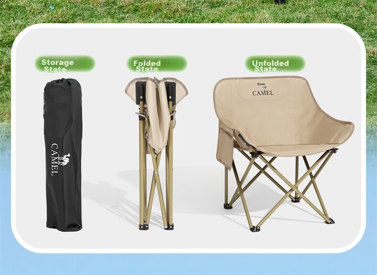 CAMEL Outdoor Camping Chair Fishing Stool Beach Recliner Moon Chair with Armrest Folding Stool 174CJ43642A 15
