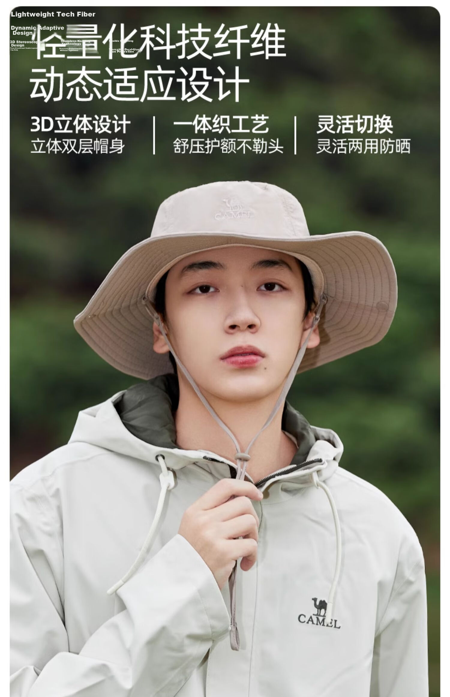 CAMEL Unisex Summer Thin Fisherman Hat Large Head Circumference Sun Protection Wide Brim Sunshade Cap 15