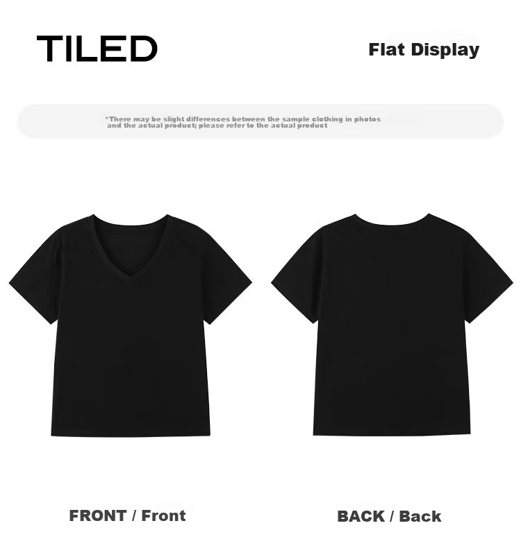DME Basic V-Neck T-Shirt, Collarbone-Revealing, Slim Fit, Structured Design, Versatile Short Sleeve Top for Women, Black, M 17