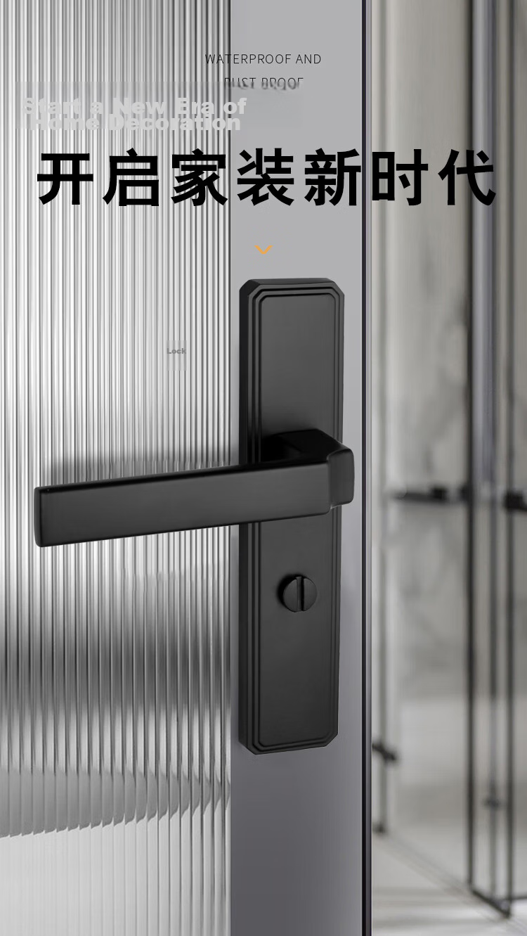 BLOSSOM W356 Bathroom Door Handle Lock Toilet Lock Aluminum Alloy Matte Black 110mm Center Distance Indoor Washroom Lock 1