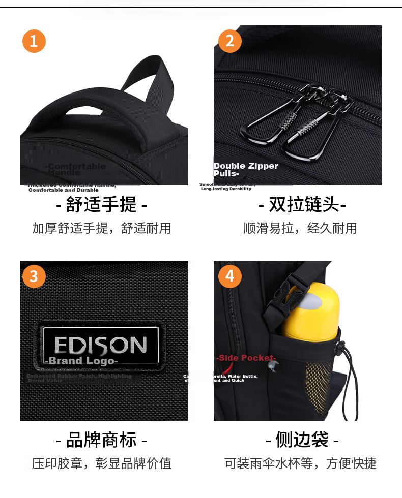 Edison High School Student Backpack with Spine Protection And Water-Resistant Design, Large Capacity Travel Backpack for Middle School Students K052-19G 14