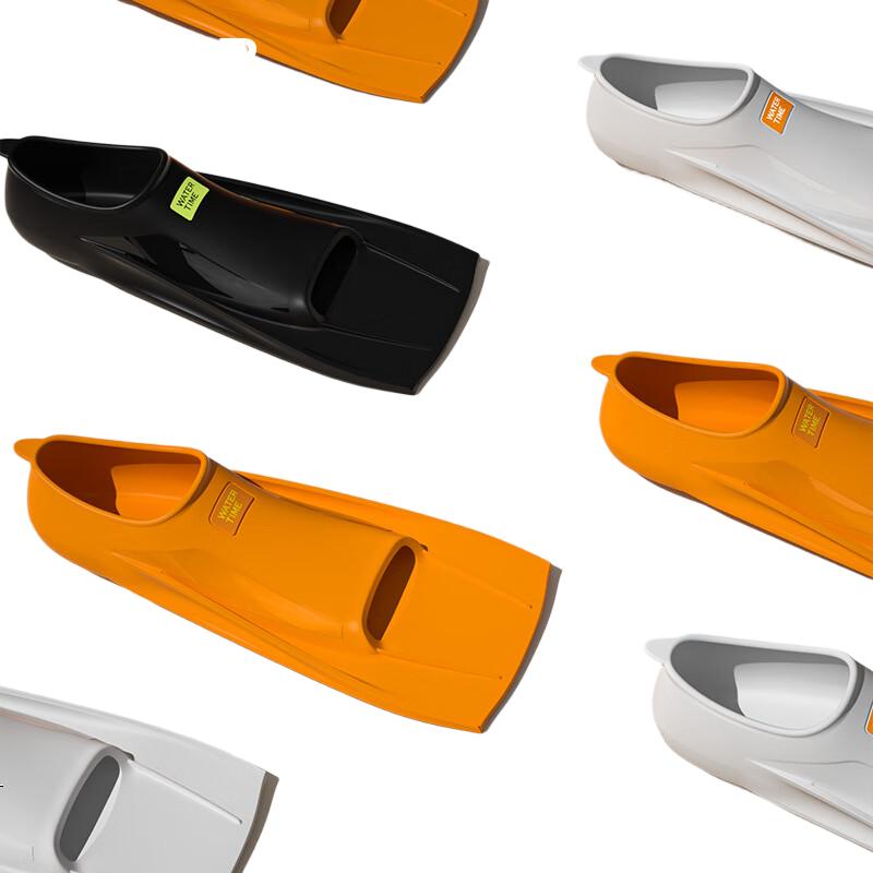 WATERTIME / Shuichuan Adult Freestyle Professional Swimming Training Short Flippers, Silicone Children's Duck Flippers Equipment, Orange, Size 35